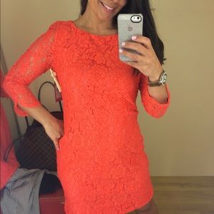 *SALE* 3/4 Lace/Lined coral color Vince Camuto dress -6,
